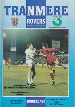 Tranmere Rovers v Sunderland Match Programme 1993-05-04